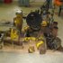 Here is a collection of parts removed from the engine. The injector pump, fuel filter housing, main bearings and bearing caps and the cylinder sleeves are on display along with several other engine items to be cleaned and serviced.